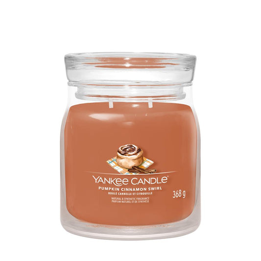 YANKEE CANDLE SIGNATURE, Pumpkin Cinnamon Swirl, Medium Jar