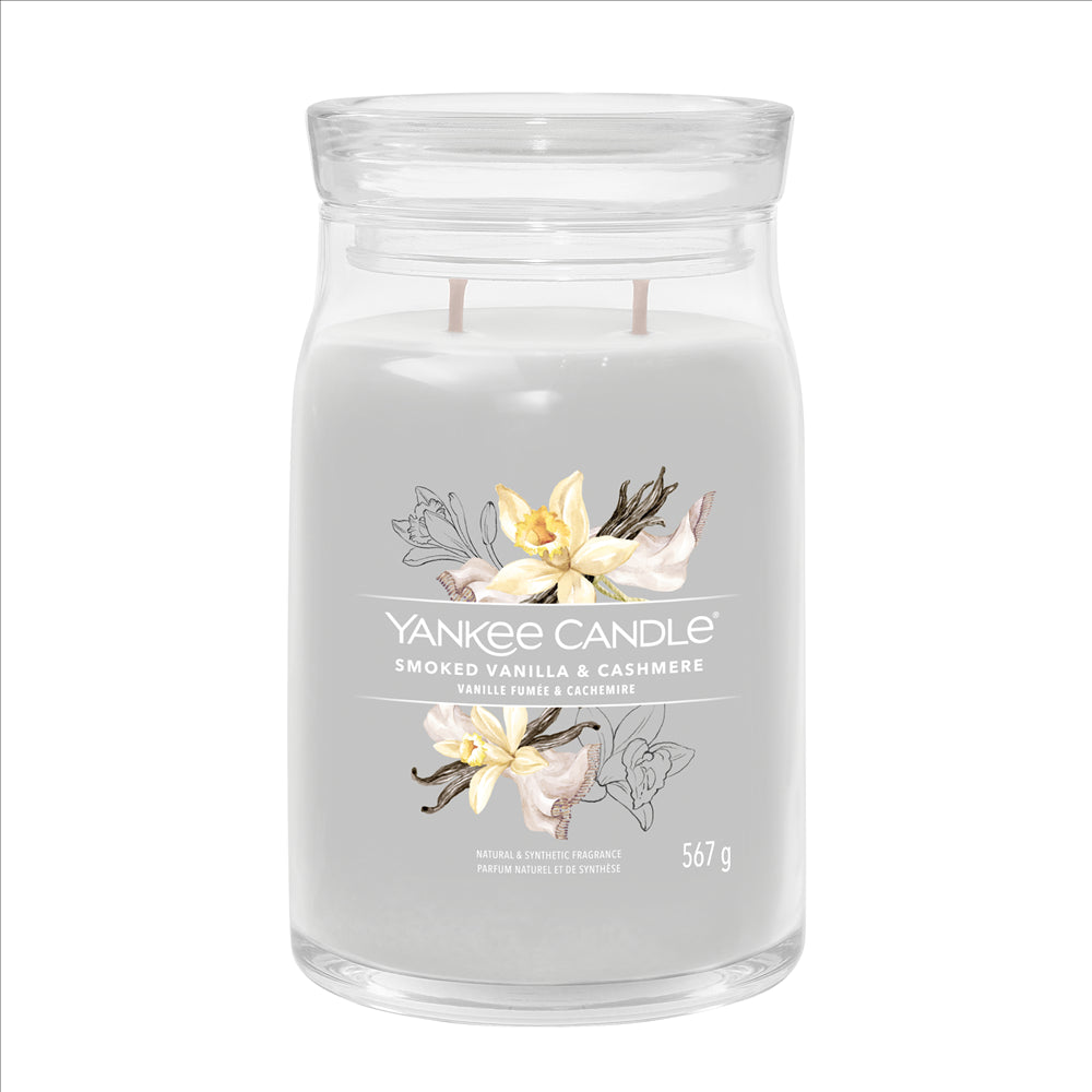 YANKEE CANDLE SIGNATURE, SMOKED VANILLA & CASHMERE, LARGE JAR